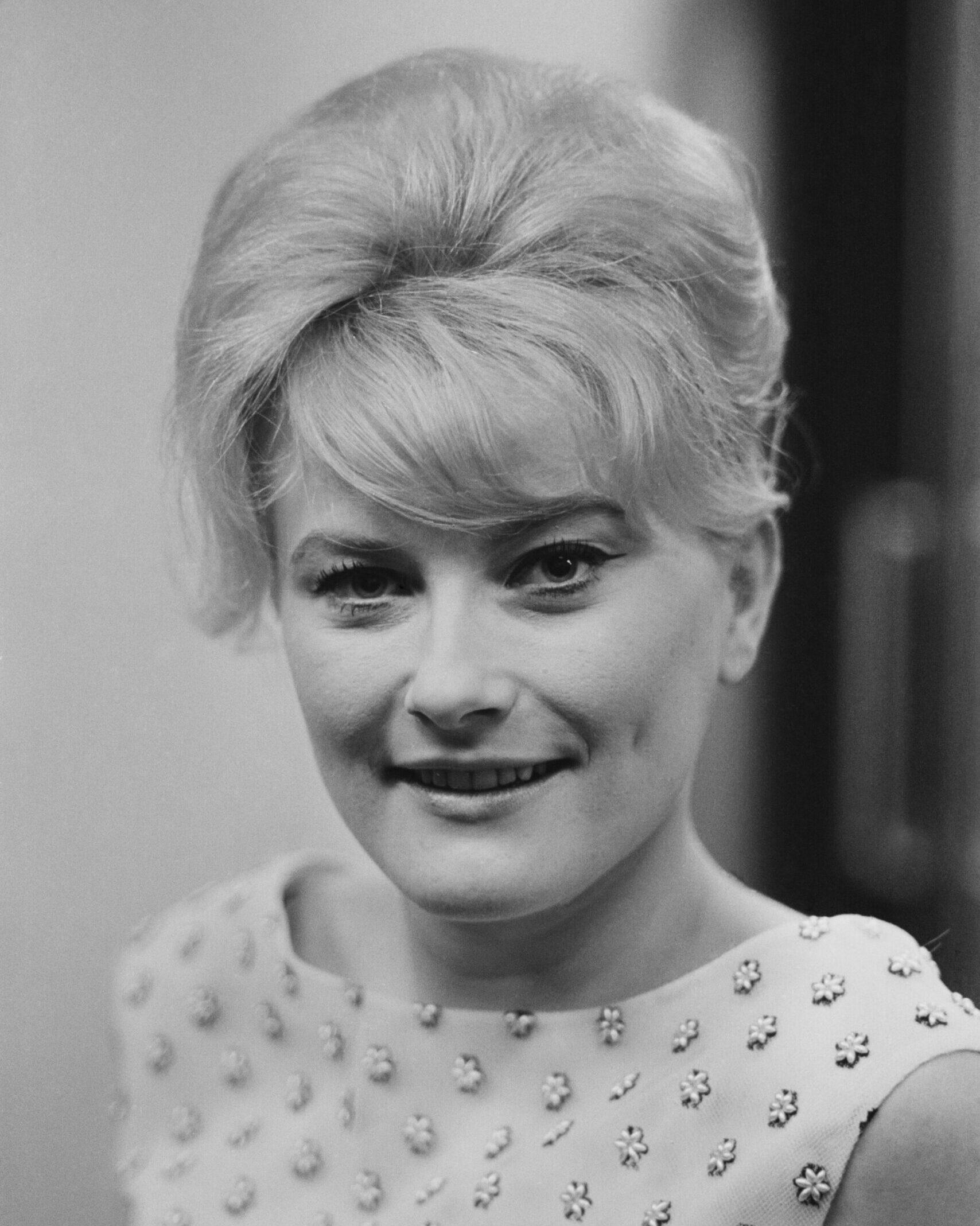 A black-and-white portrait of Swedish singer Monica Zetterlund.