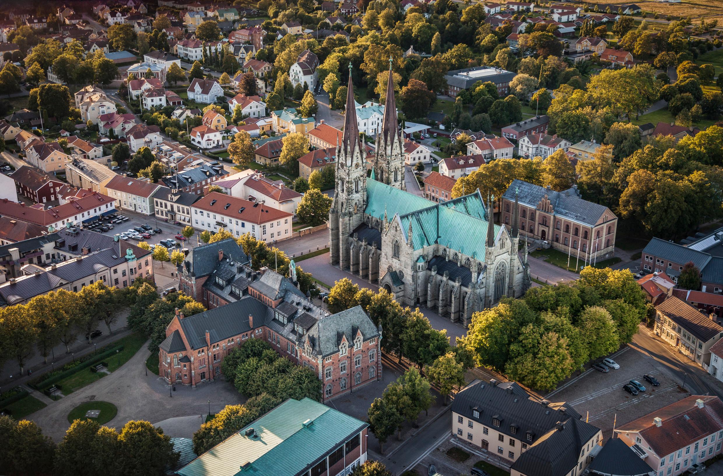 Aerial view of Skara cathedral.