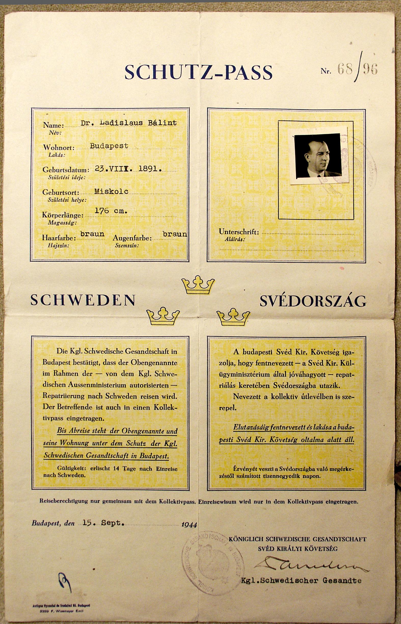 A Swedish protective passport.