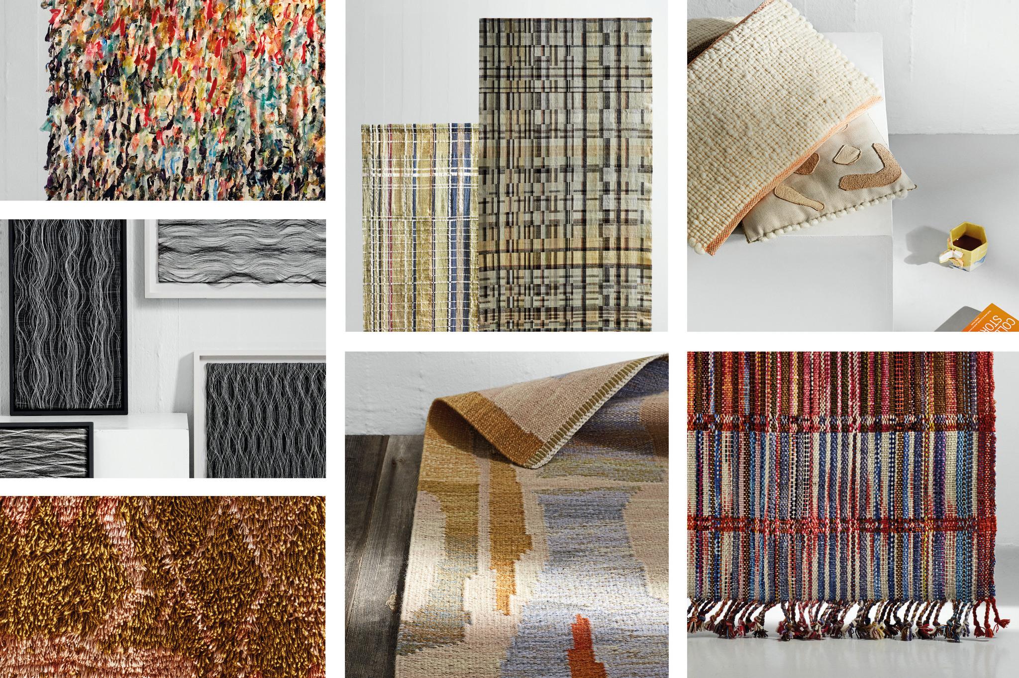 A collage of photos of different weaved products.