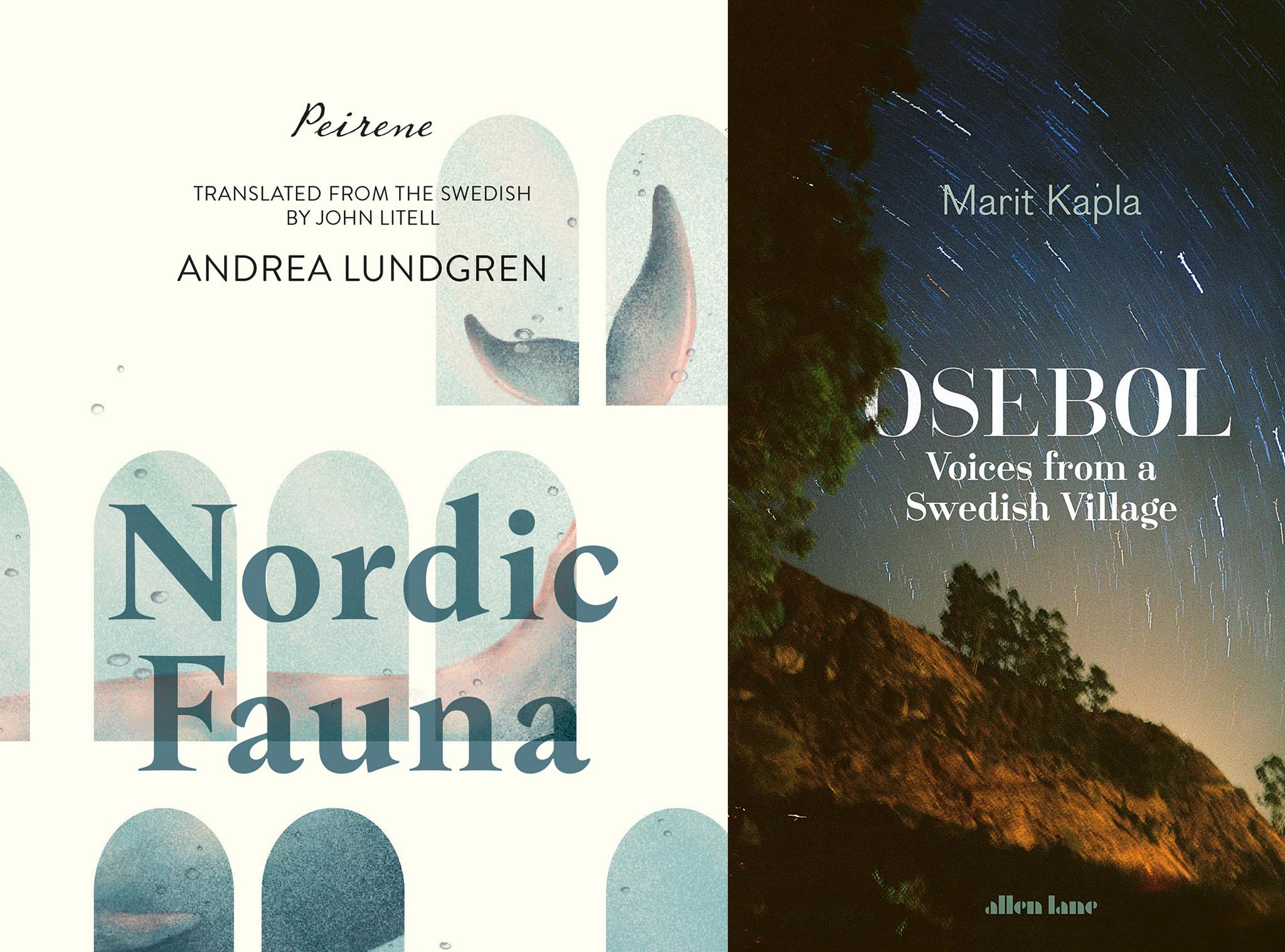Two book covers: Nordic fauna and Osebol.
