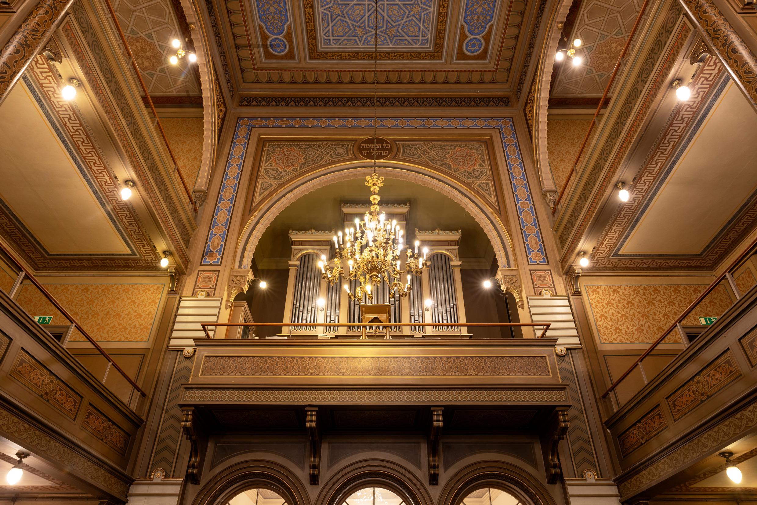 Interior view of a synagogue.