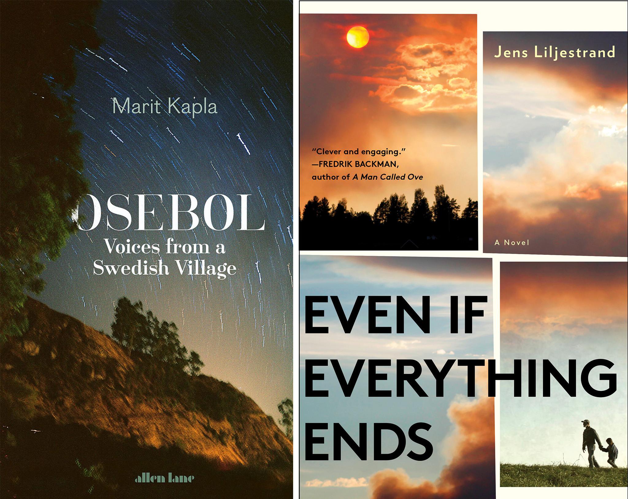 Two book covers next to each other: 'Osebol' and 'Even If Everything Ends'.